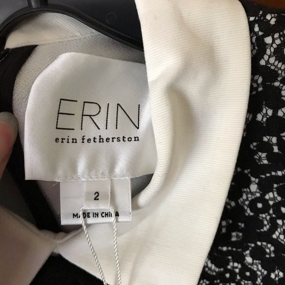 NWT ERIN Erin Fetherston Black & Ivory White Lace Dress - Size 2 - Picture 8 of 10